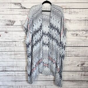 Comfyluxe Women's Kimono Bathing Suit Cover Up Open Front Blue Pink Tie-Dye Boho